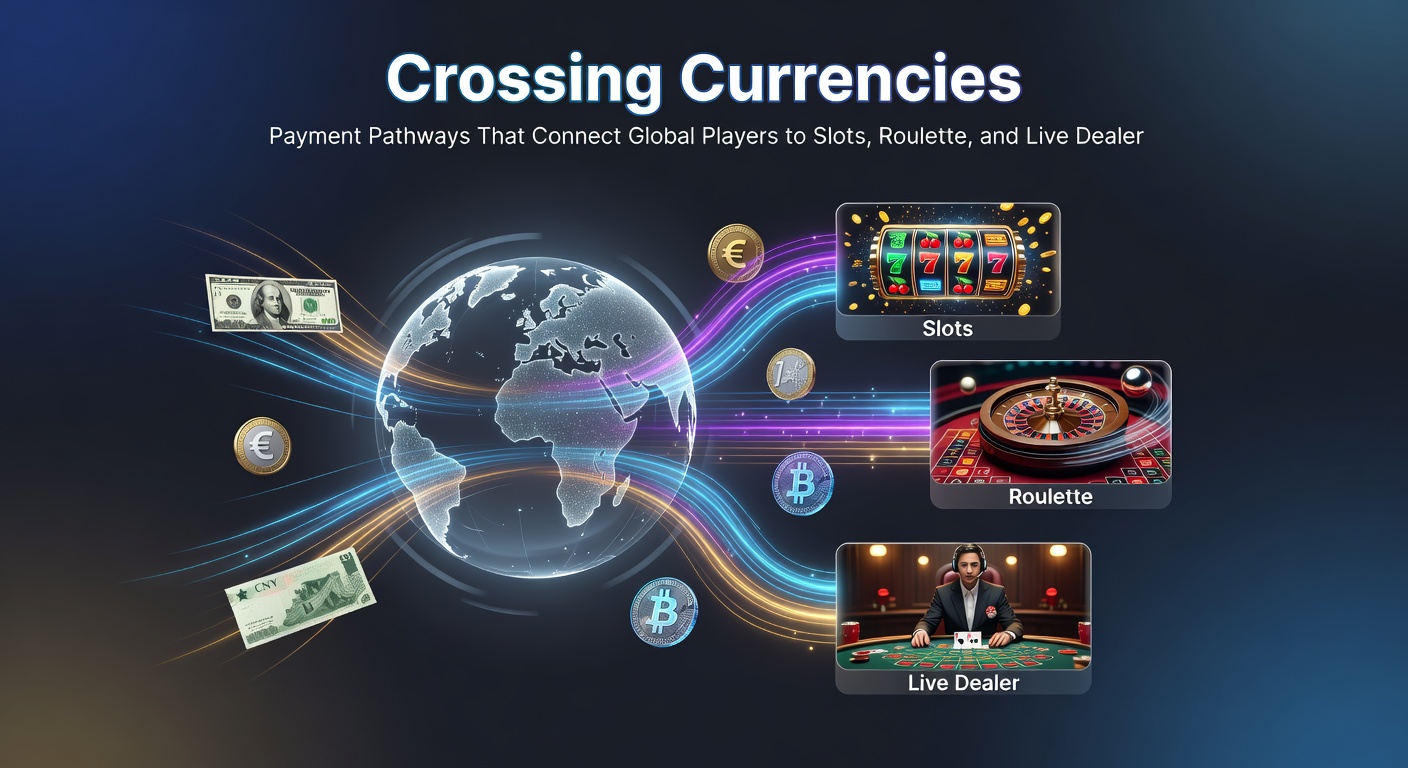 Close-up of a mobile screen showing a payment gateway interface with multiple currency options linking to roulette and slot games