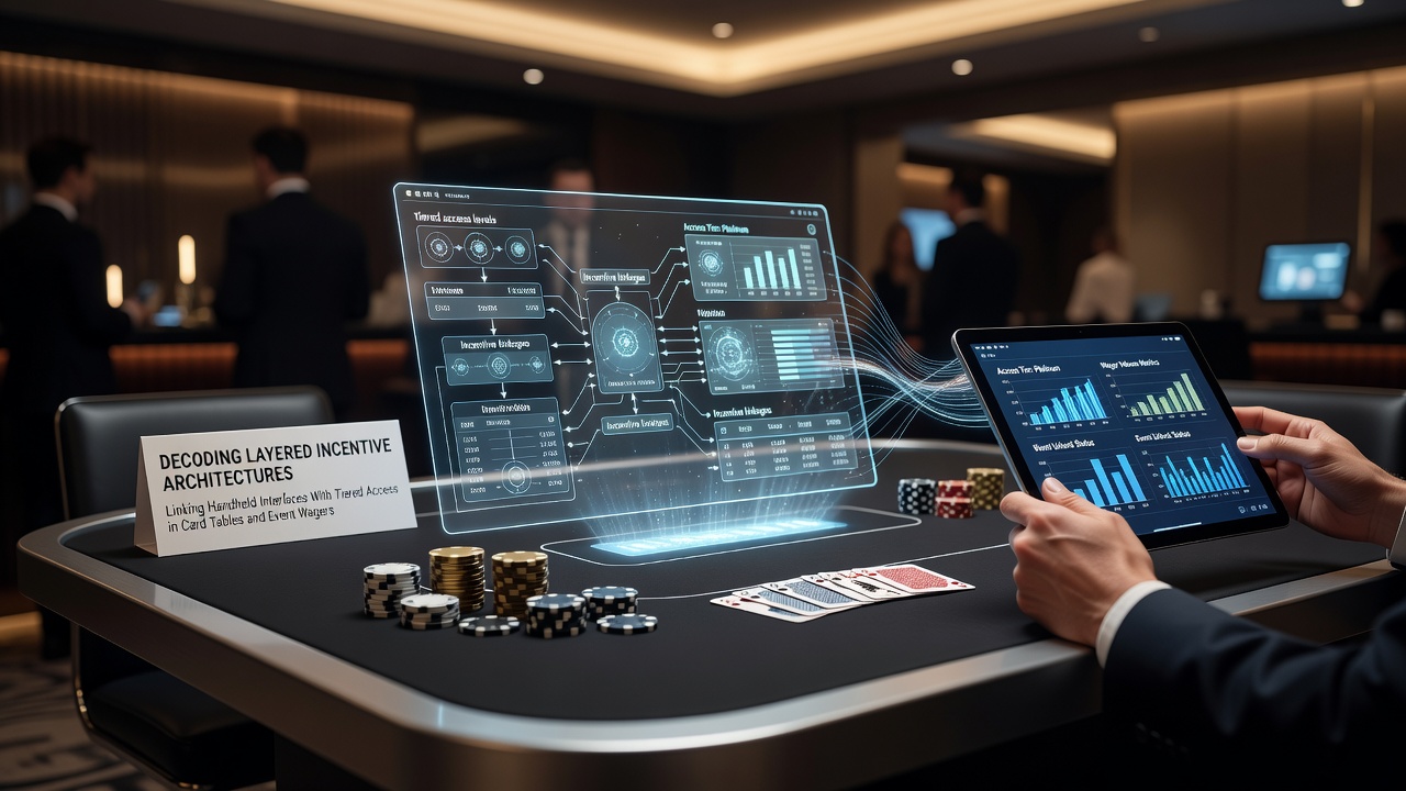 Mobile interface displaying layered casino rewards connected to table game access levels