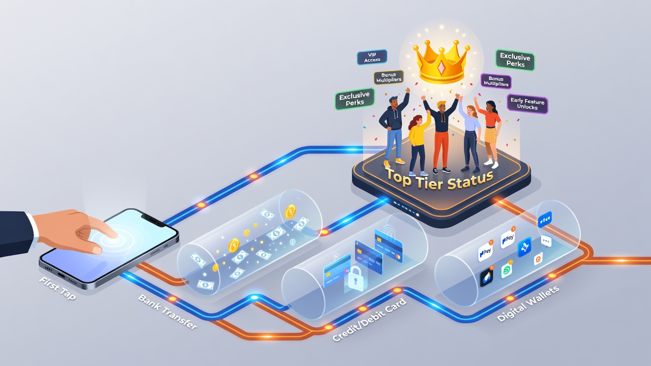 Dashboard view of gaming app loyalty tiers and deposit history