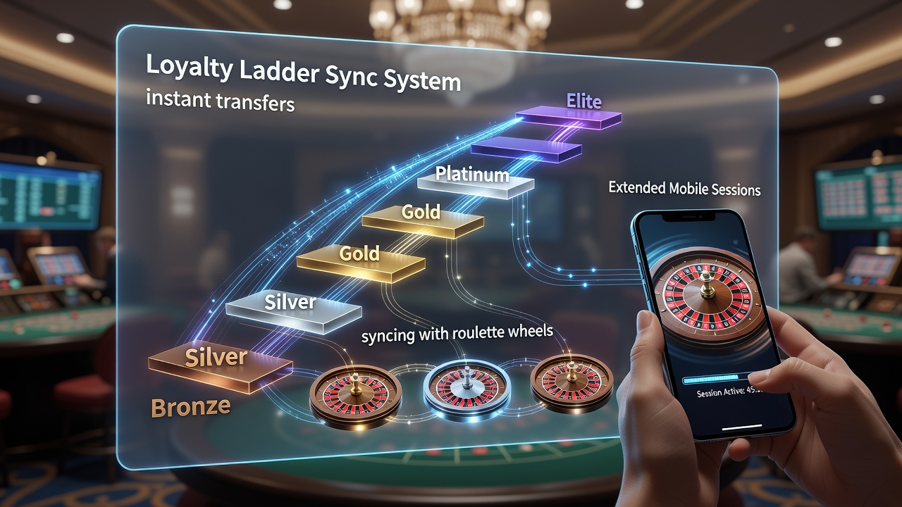 Extended mobile session view showing synchronized loyalty progress bars and instant transfer confirmations across multiple game types