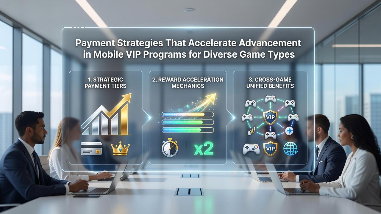 Infographic illustrating payment flow from digital wallets into VIP point systems across different mobile game types