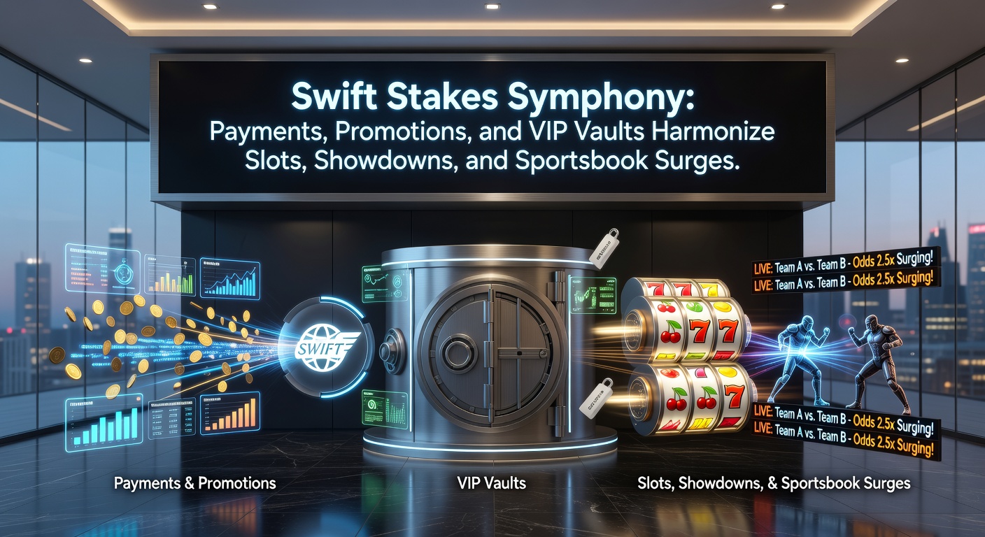 Vibrant digital dashboard showing interconnected slots reels, poker tables, and sportsbook odds with payment icons flowing between them