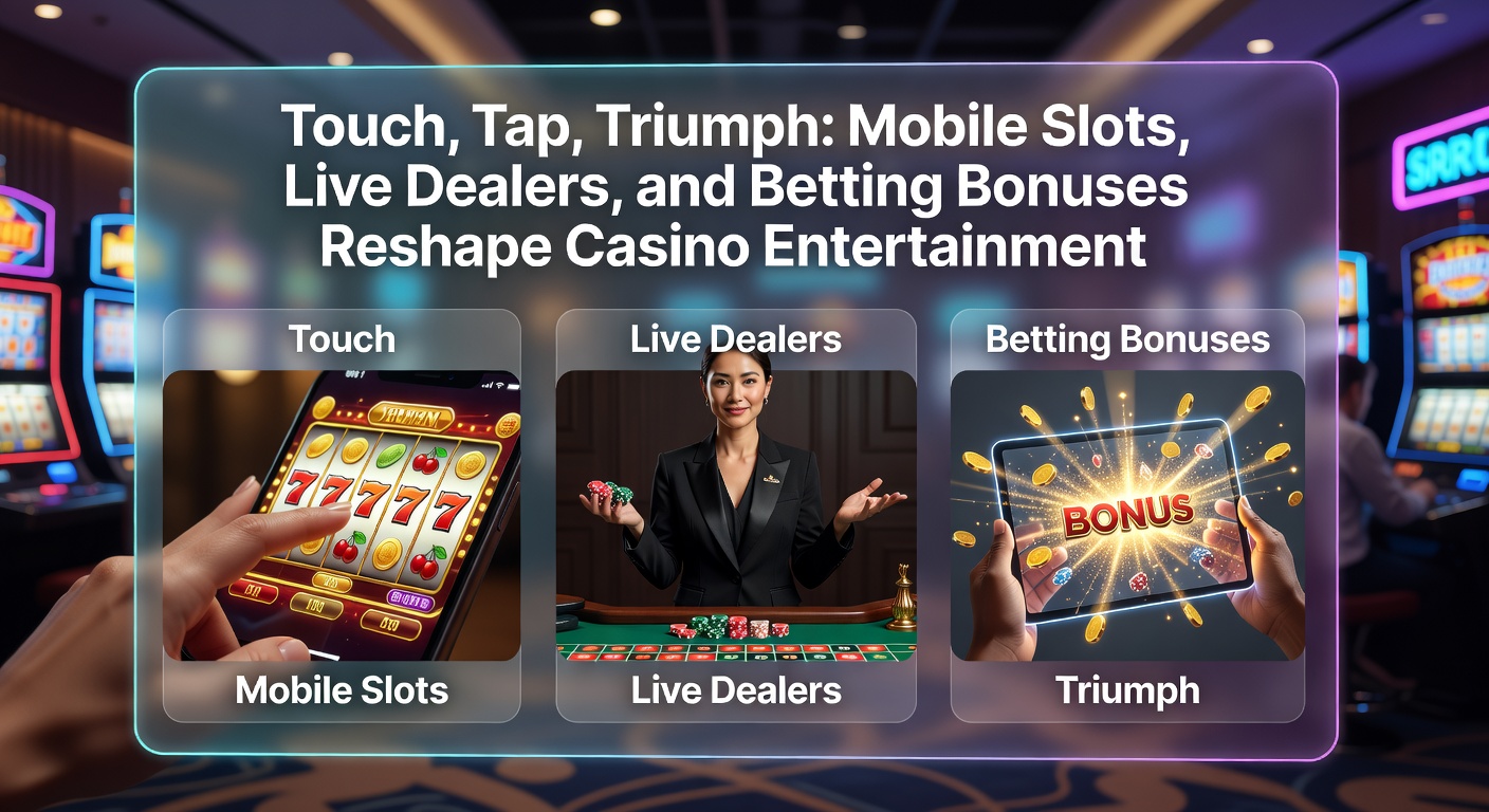 A vibrant mobile screen displaying colorful slot reels spinning with jackpot symbols, capturing the thrill of on-the-go casino action