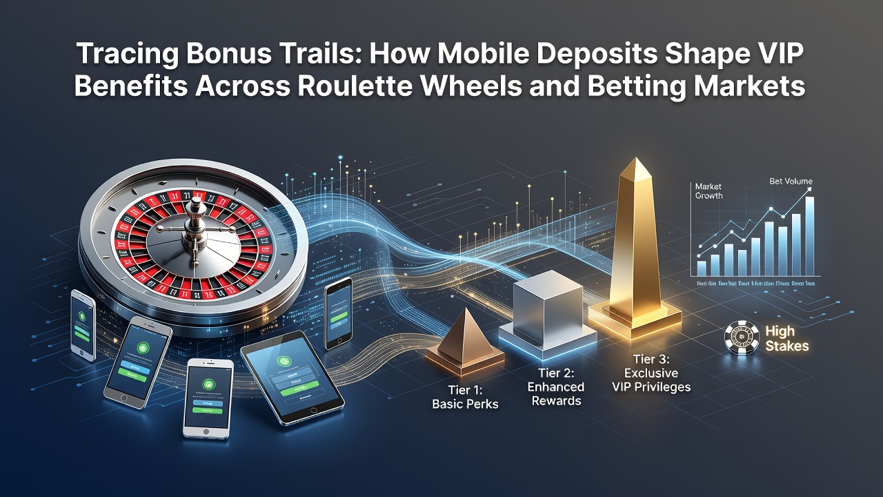 Mobile deposit interface showing roulette wheel and betting market integration with VIP tracking elements